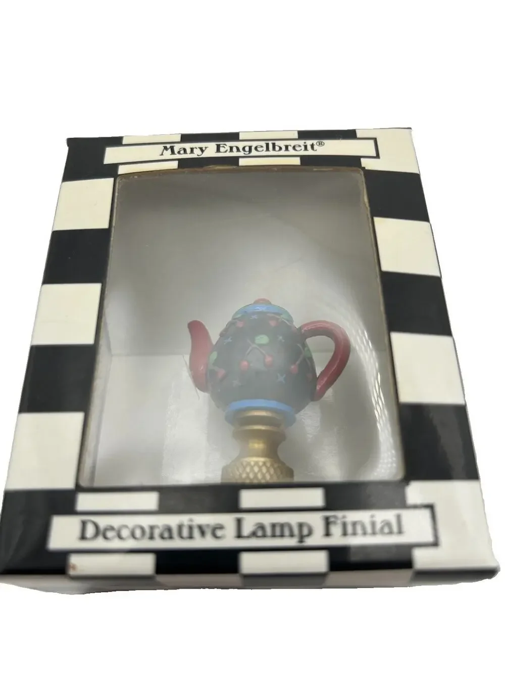 Mary Engelbreit Lamp Finial Topper Tea Pot Collectable new NIB Any Standard Lamp